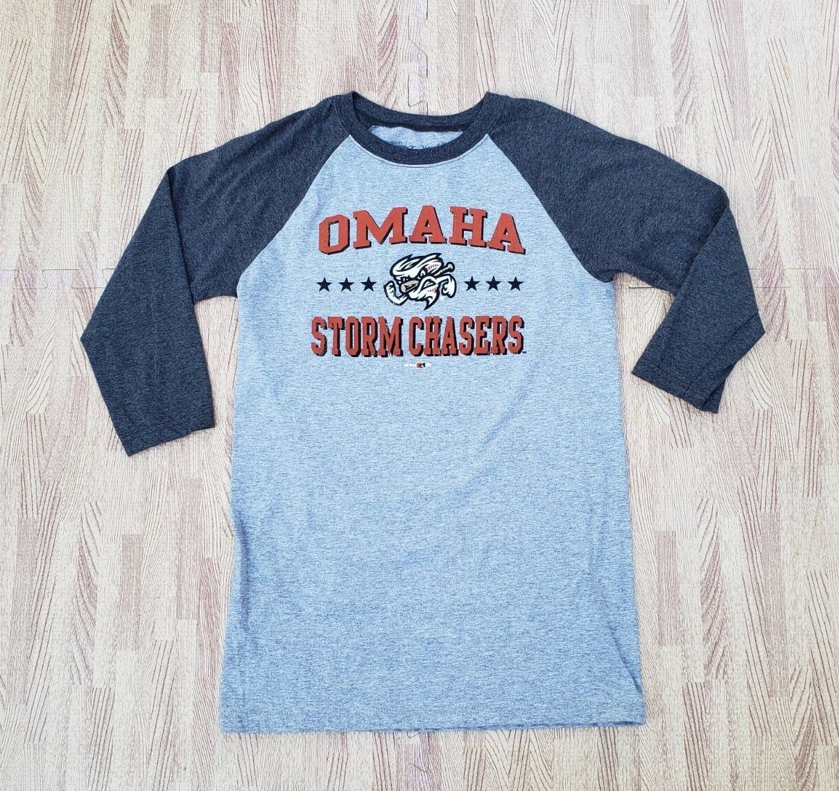 🔥 Omaha Storm Chasers Raglan Sleeve Shirt / Men's Small / 3/4th Sleeve