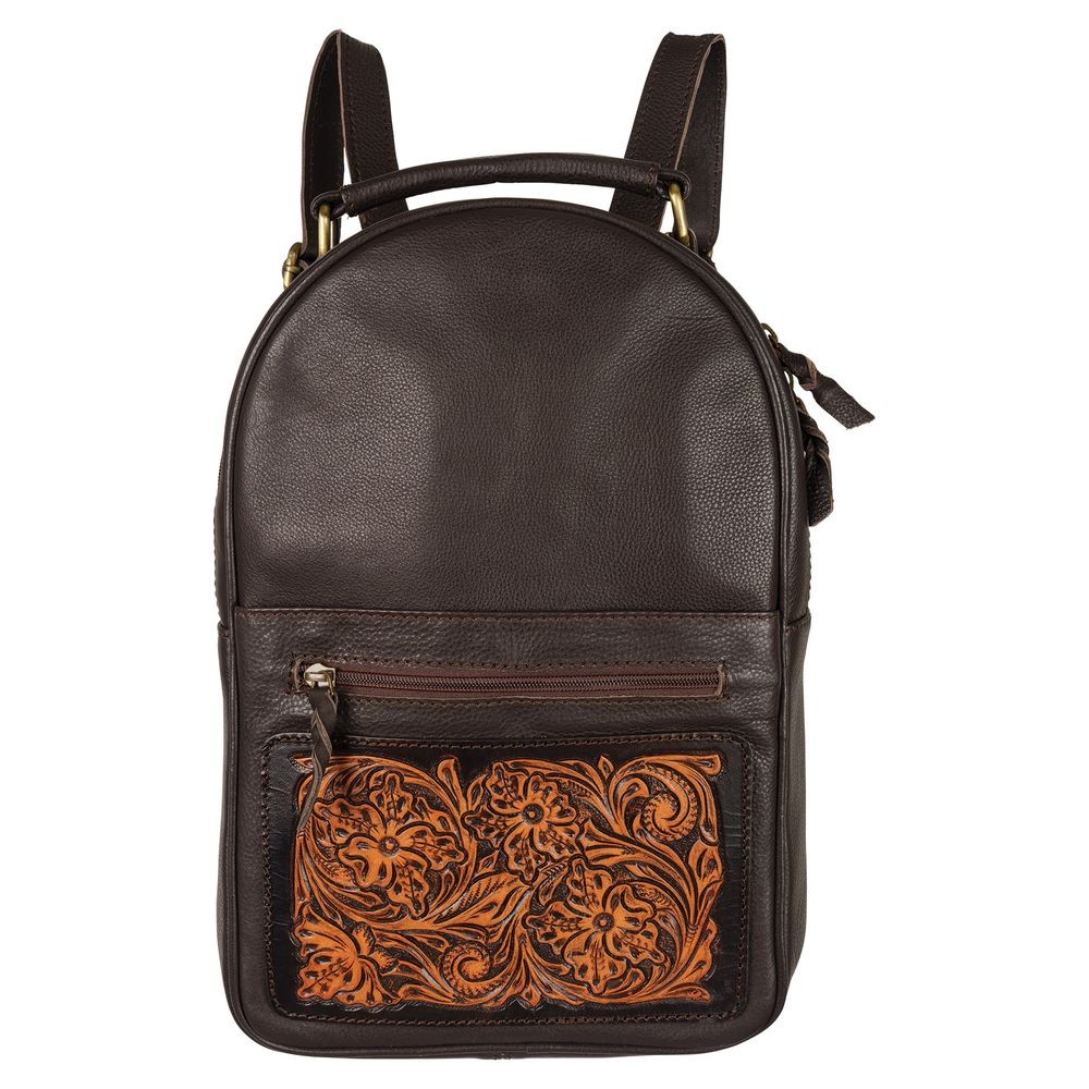 Schneiders Tooled Leather Small Backpack | 14" x 9.5" x 4" | Various Colors