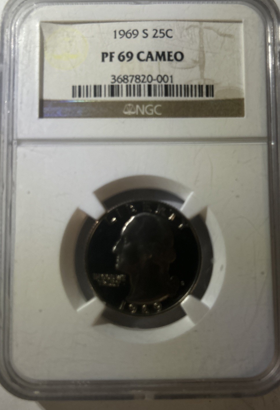 1969 S Washington Quarter 25c NGC PF 69 Cameo
