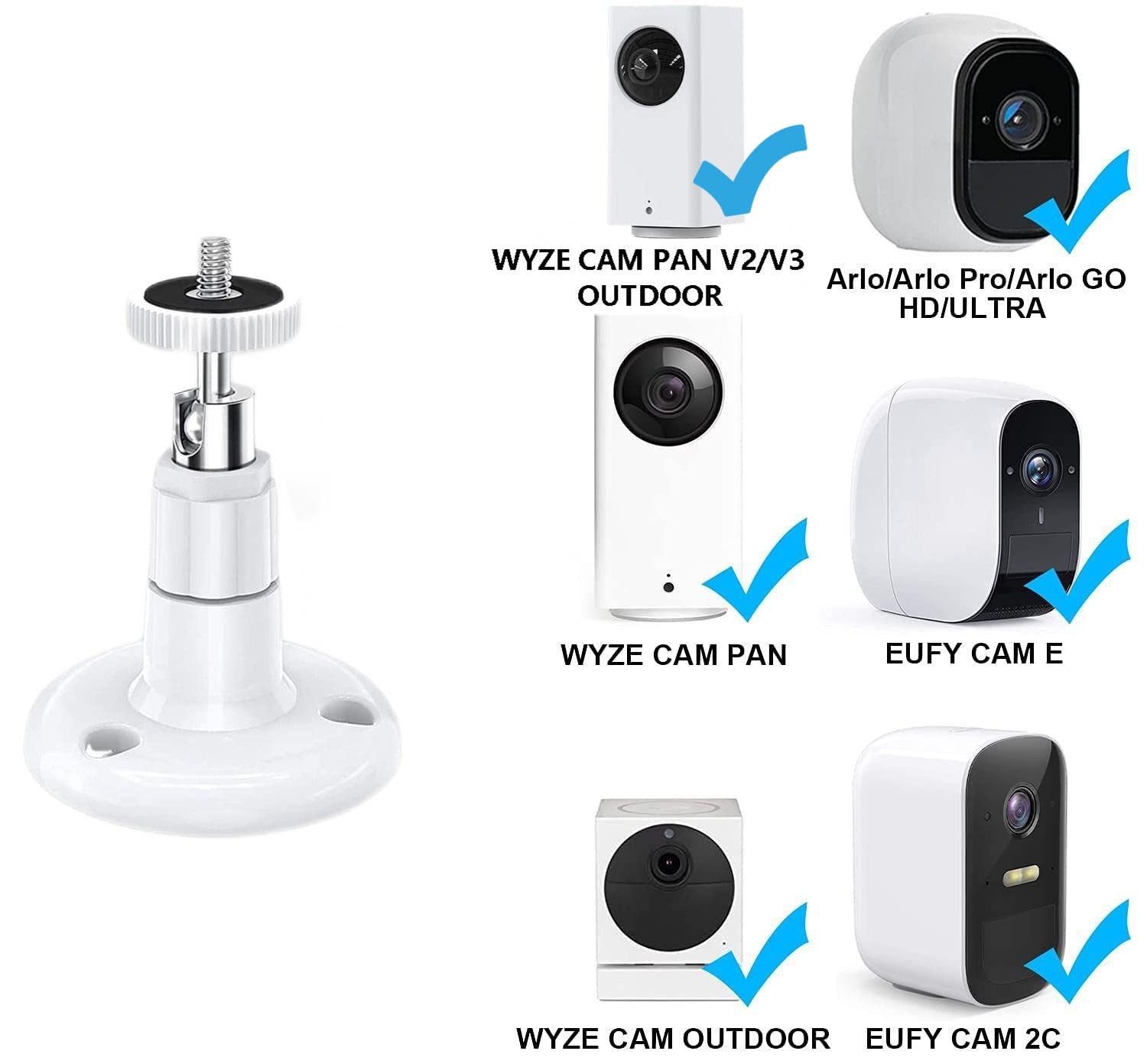 2 Pack Adjustable Security Wall Mount for Ring Camera&Stick Up Cam White