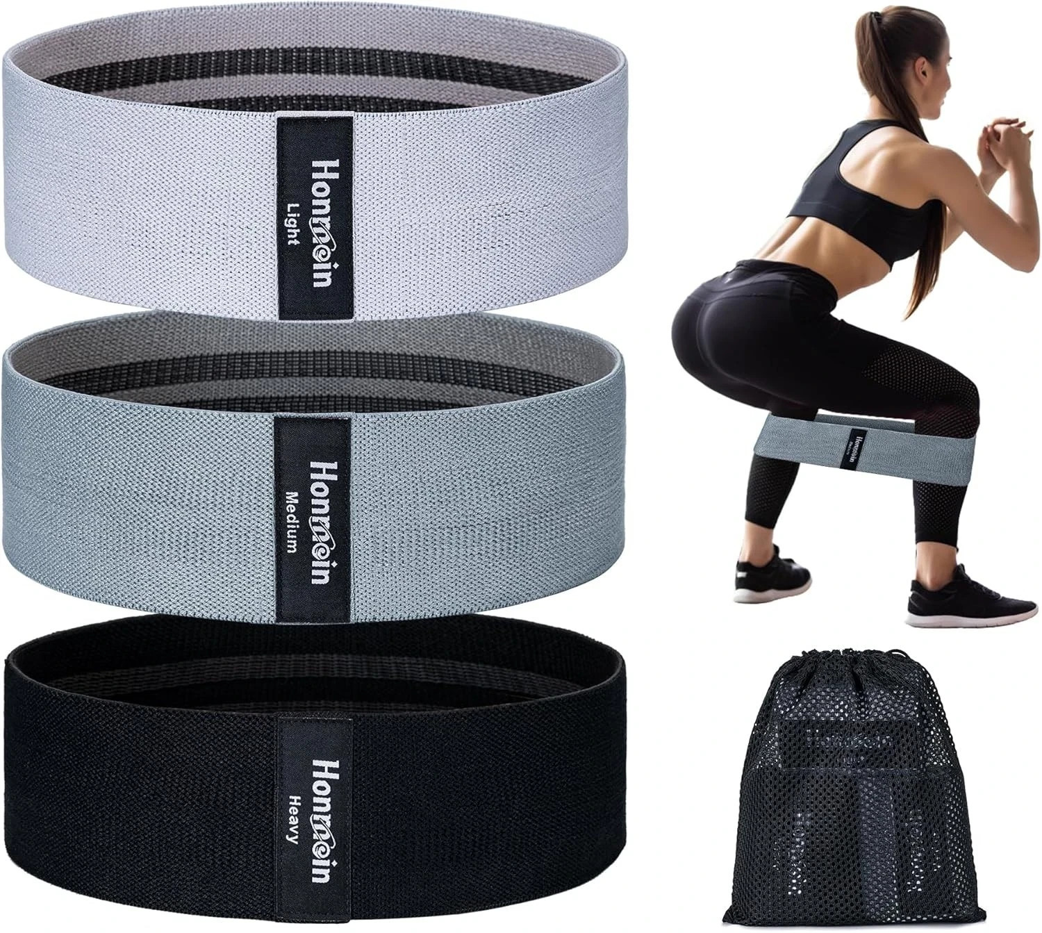 Honmein Resistance Bands for Working Out, 3 Levels Exercise Bands Workout Bands