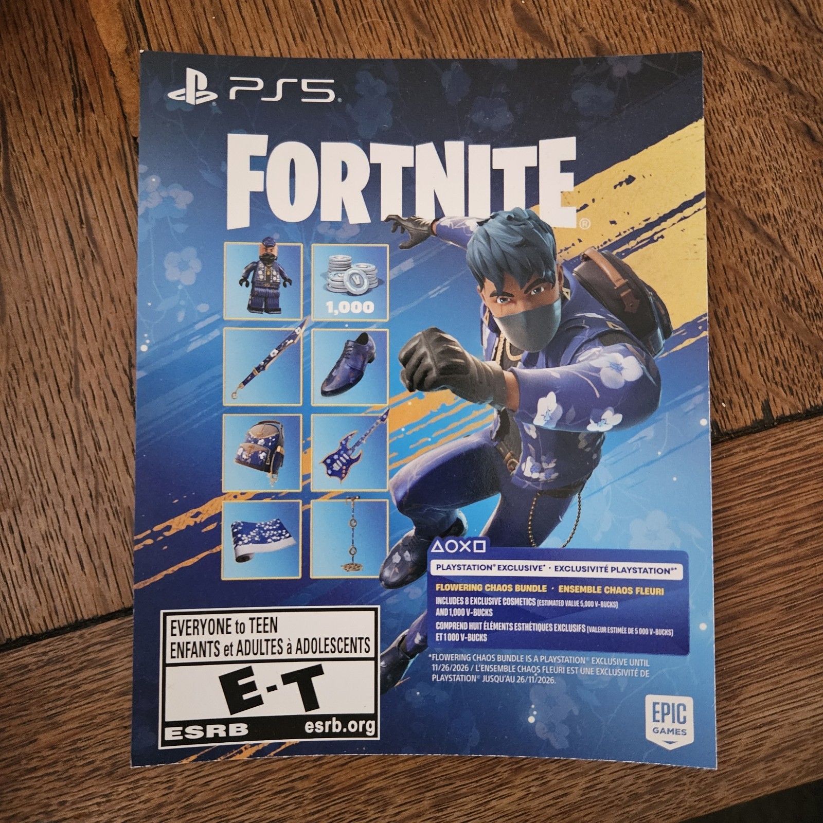 PS5 Exclusive Fortnite Flowering Chaos Code Card