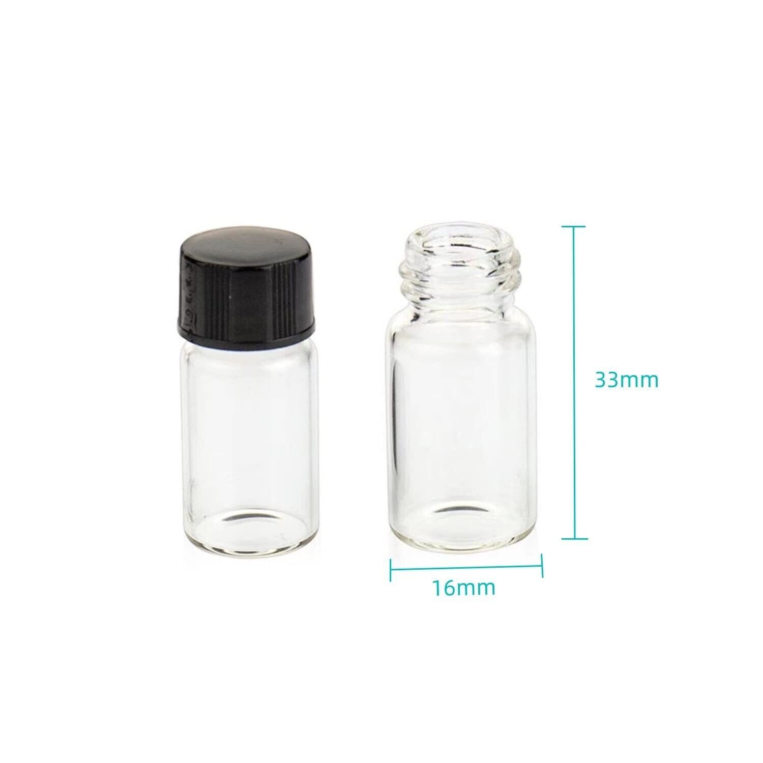 50pcs 3ml Mini Small Clear Glass Bottles Empty Sample Vials Jars with Screw Caps