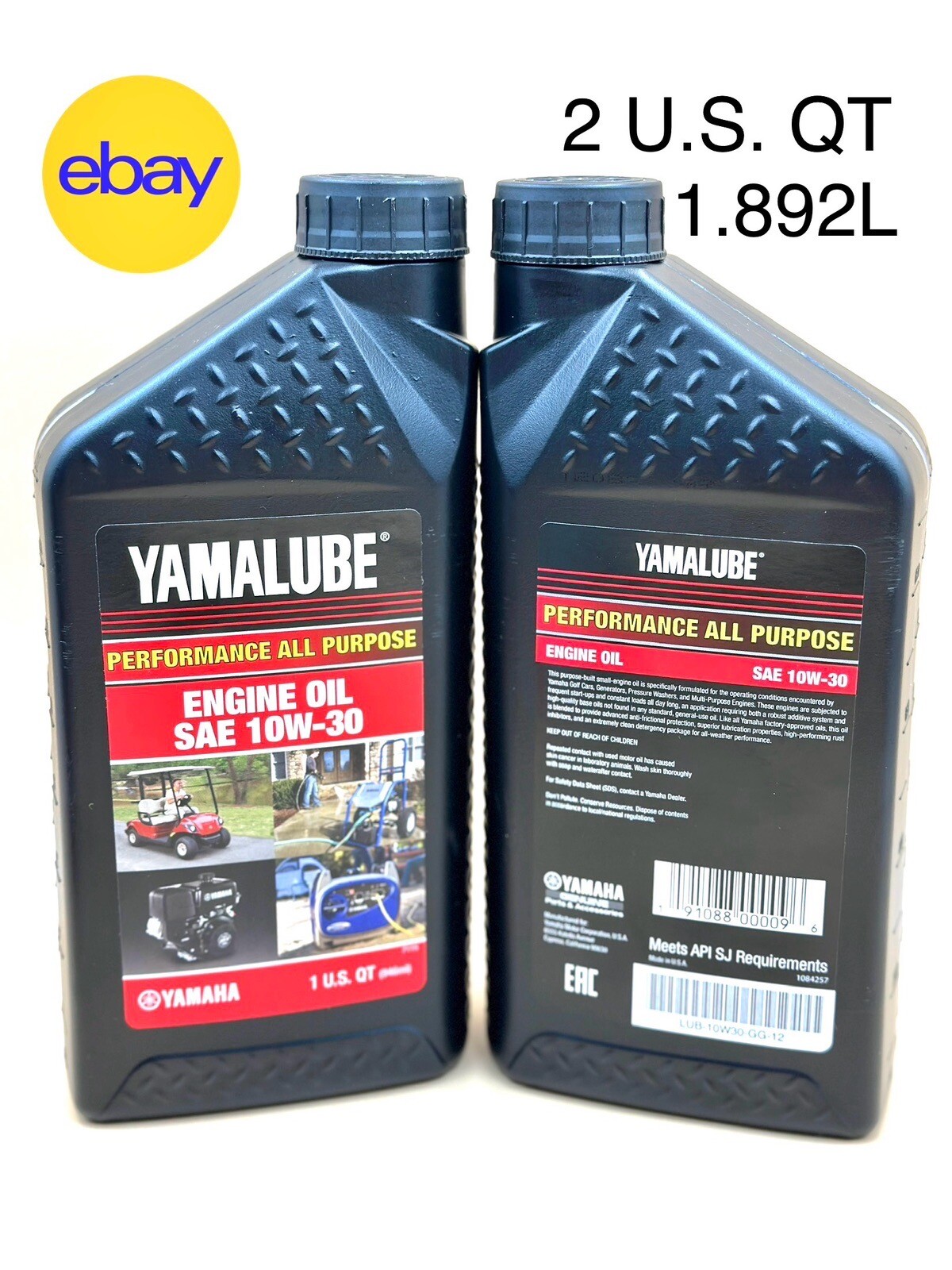 2 Quarts Yamaha Lub-10w30-gg-12 Yamalube Golf Car Generator Oil 10W-30 USA Made