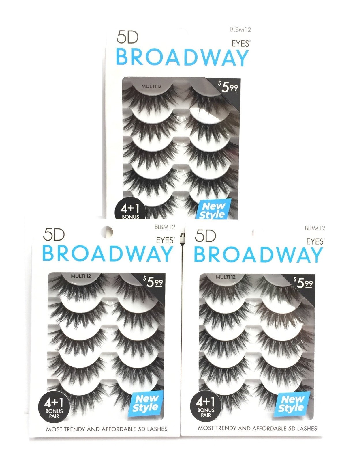 (3 PACK) Broadway 5D Lashes - Multi 12, BLBM12
