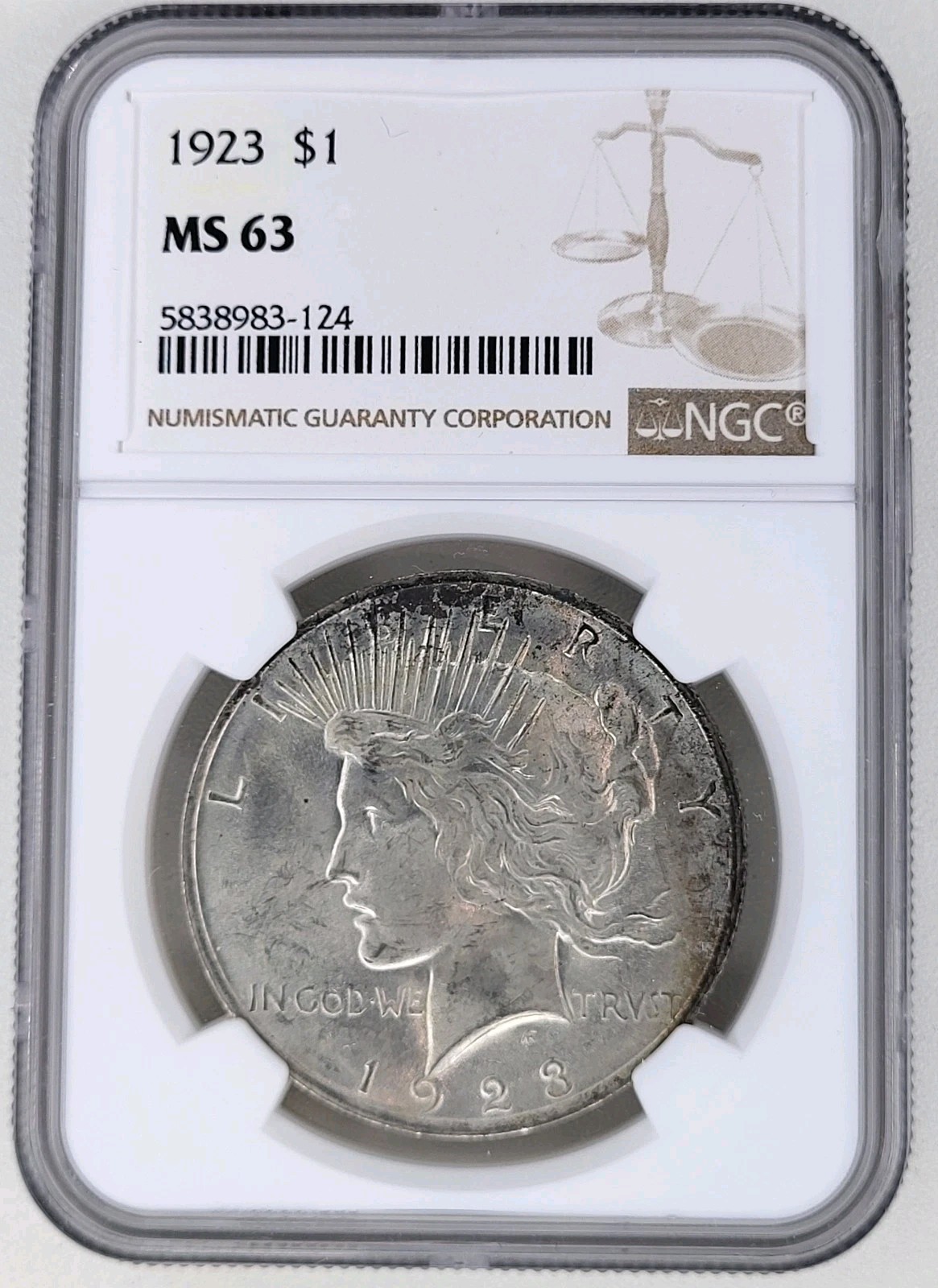1923 Peace Silver Dollar NGC MS 63 US Mint $1 Coin 5838983-124