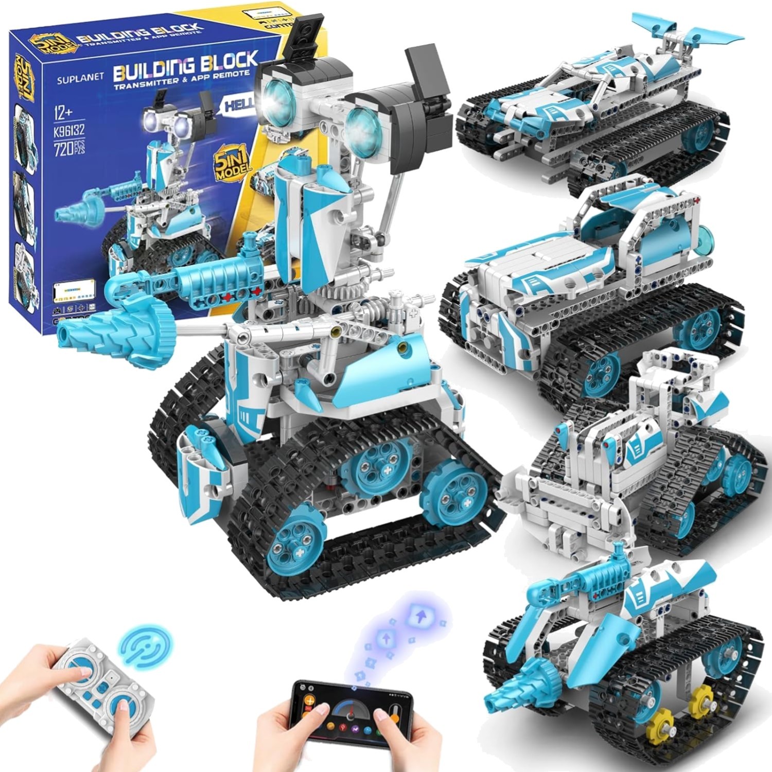 Remote Control 5-in-1 Robot Toy: 720 Pieces for Creative STEM Learning Ages 8-14