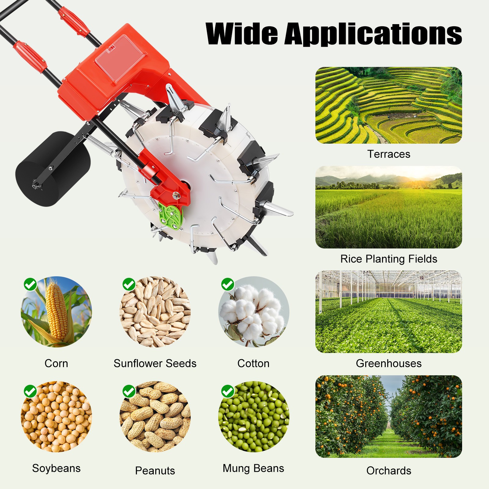 Hand push Roller Seeder Corn Soybean Fertilizer Machine Manual Planter 3.5-7.8cm