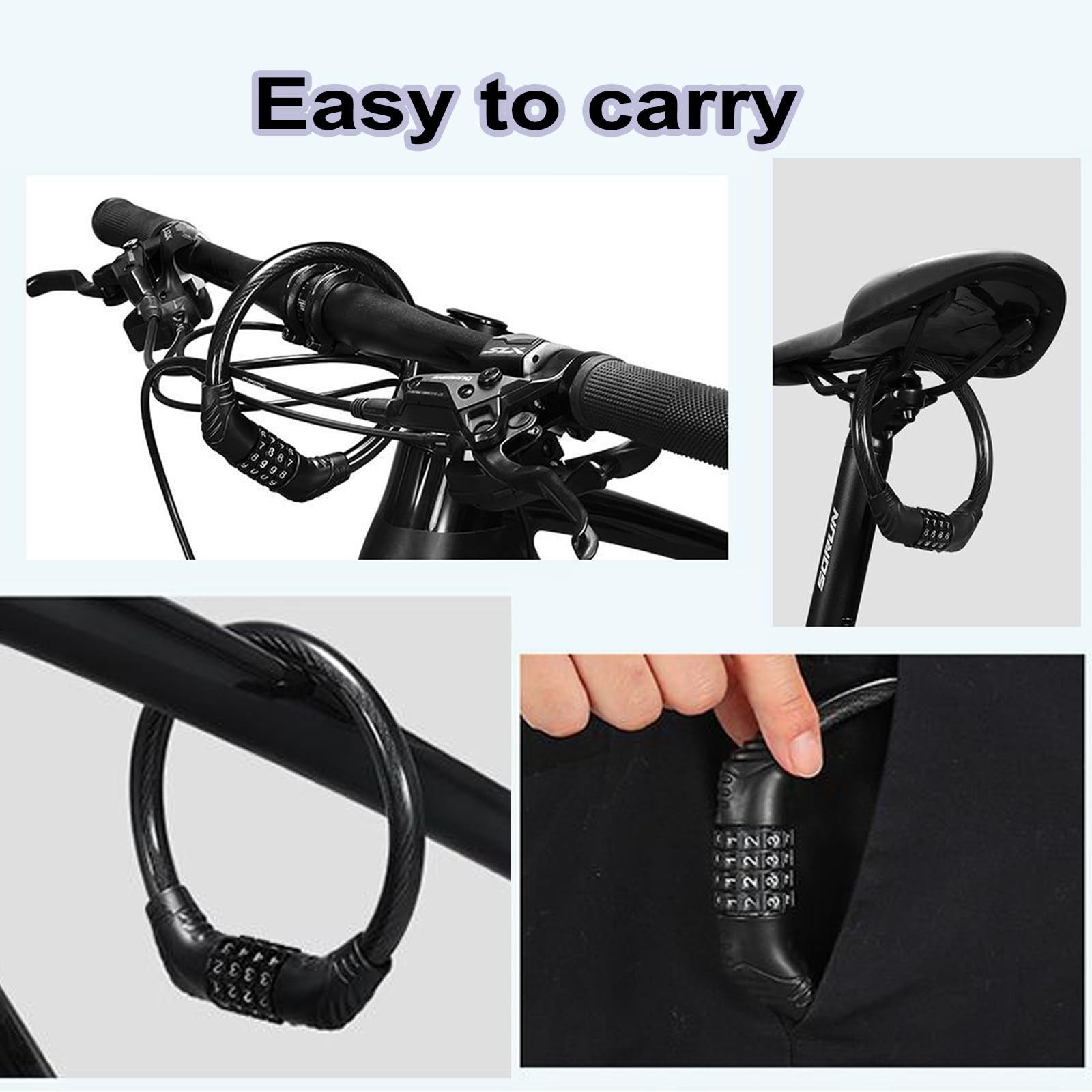 Bike Lock Cable, Heavy Duty Anti Theft Bicycle Lock Chain Portable Code Lock ...