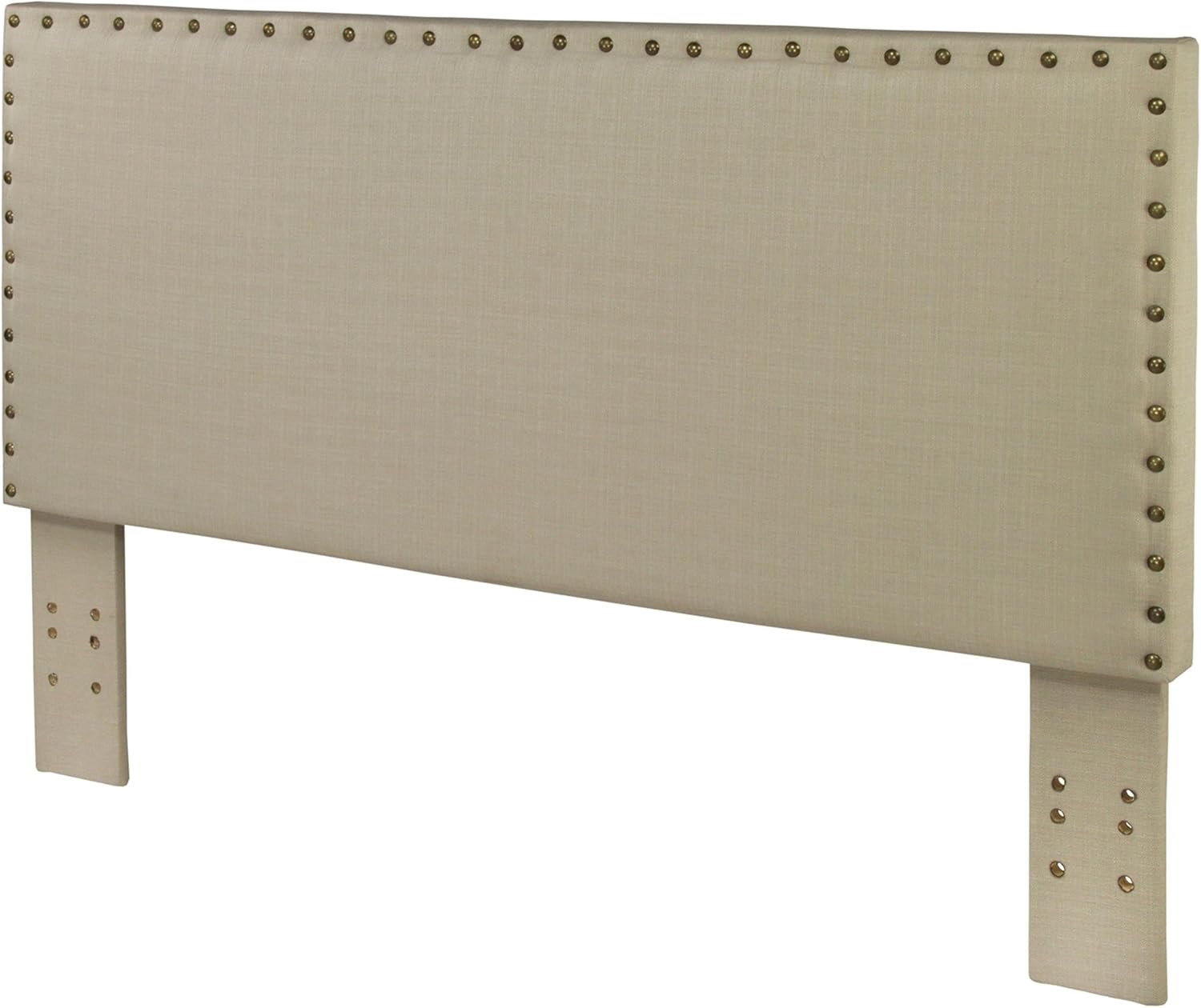 Ivory Petunia Upholstered Nailhead Trim Headboard for Full/Queen Beds