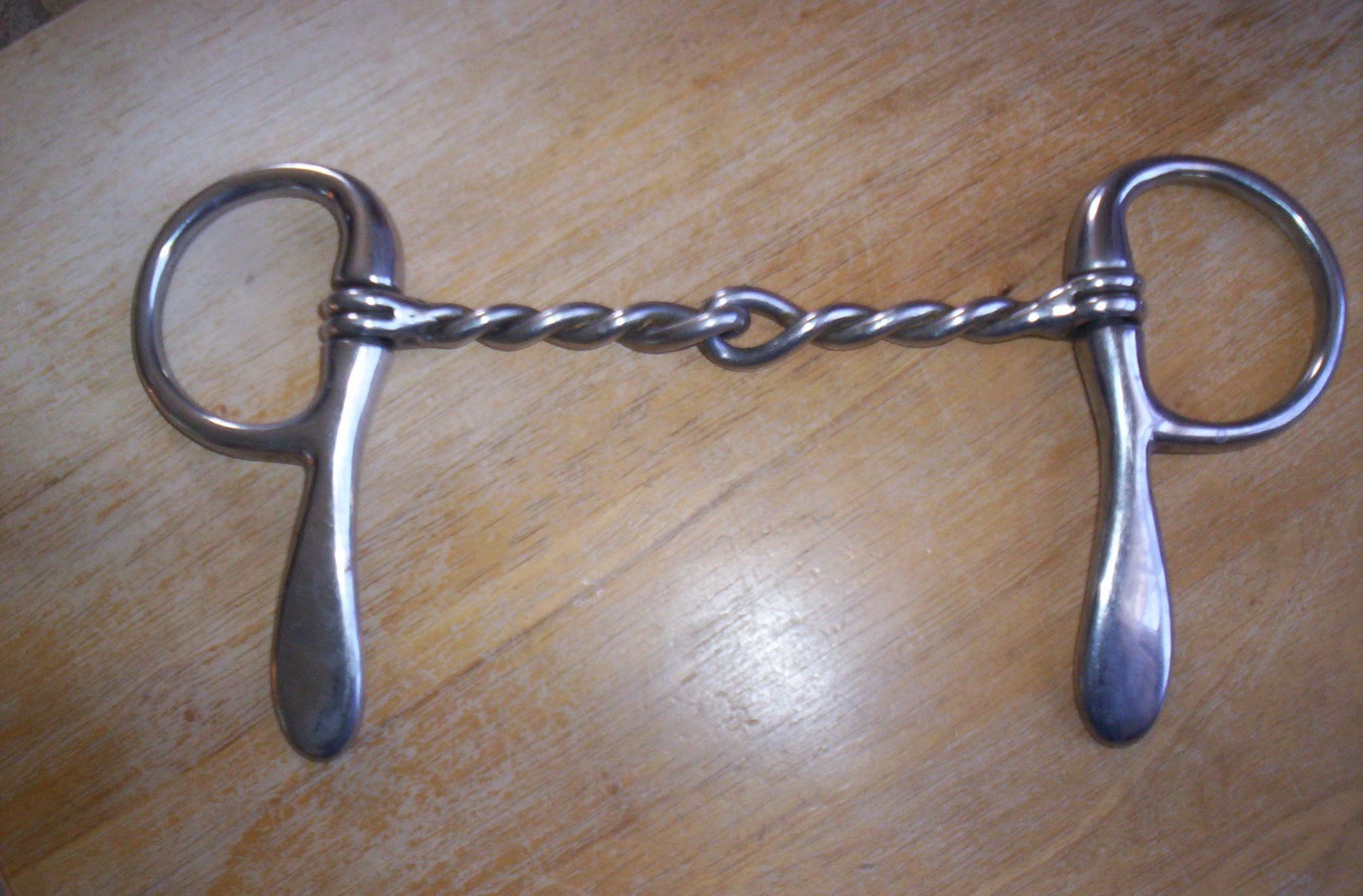 Used Stainless Half Spoon Cheek Snaffle Bit  Twisted 5 1/2" Mouth