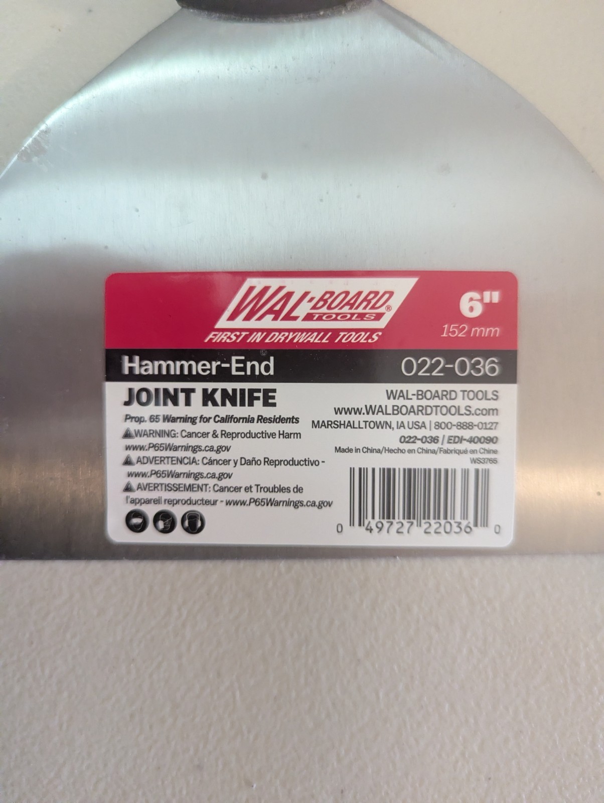 Wal-Board 12" Mud pan 6" joint knife & corner towel