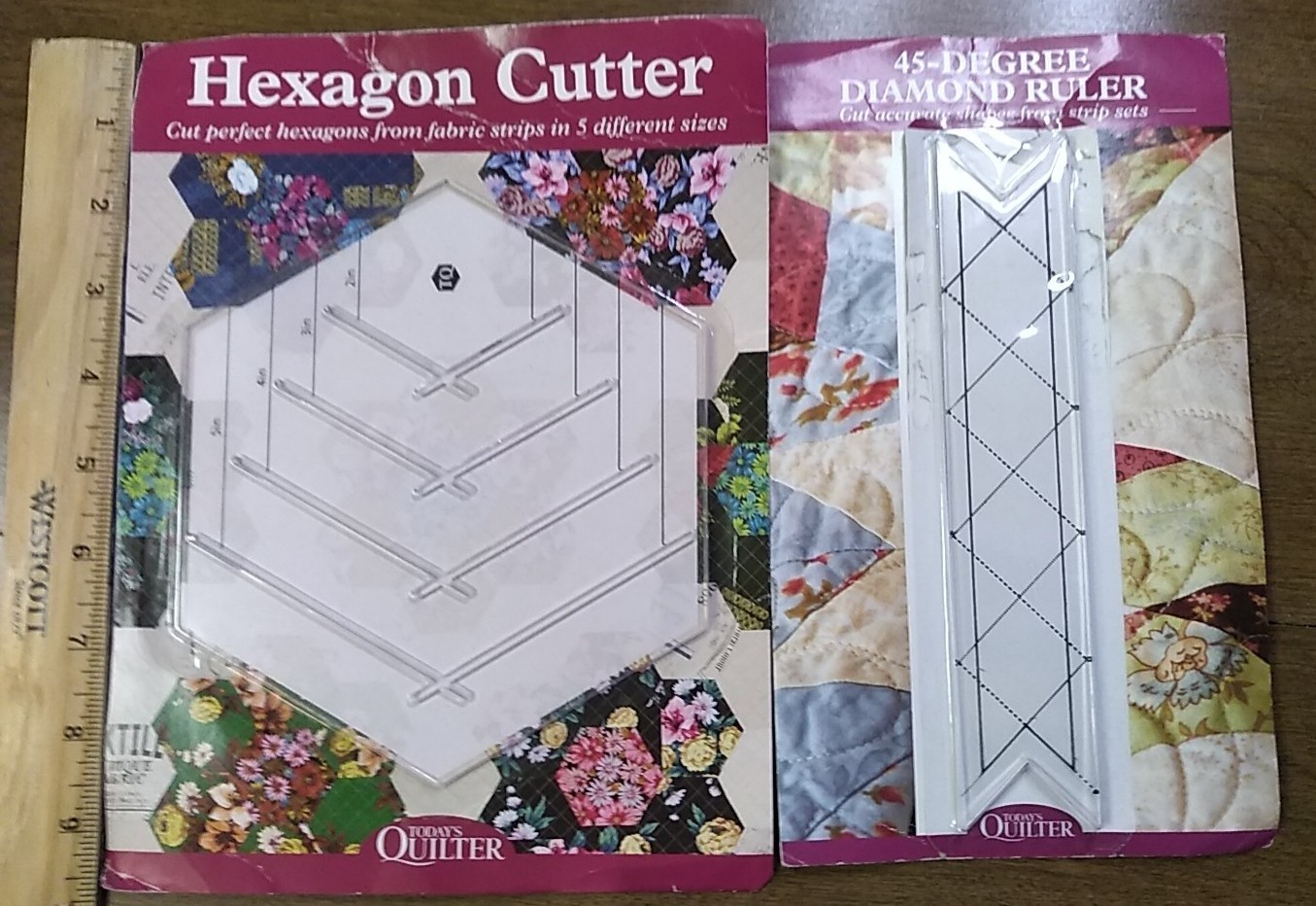 45 Degree Diamond Ruler + Hexagon Cutter Quilters Template from Today's Quilter