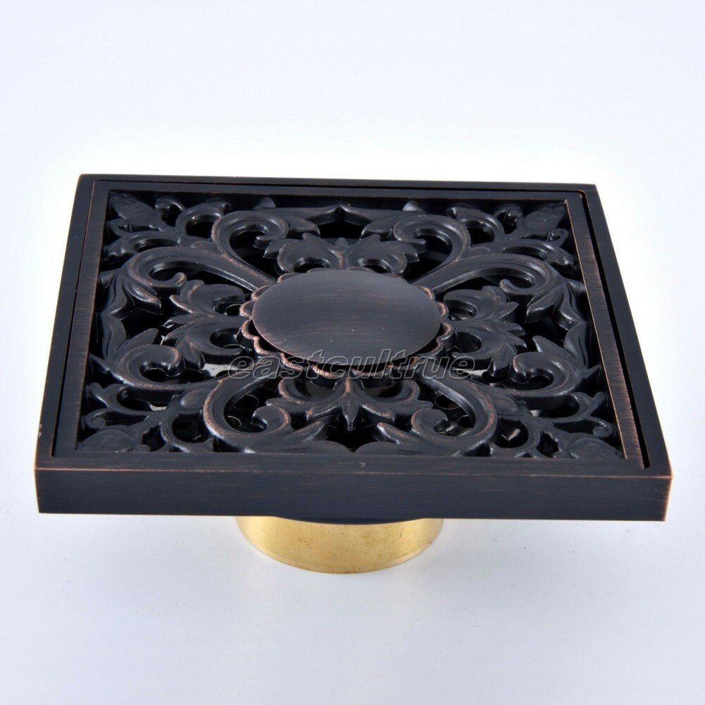 Oil Rubbed Bronze Square Shower Drain Floor Waste Drain Cover Strainer ehr086