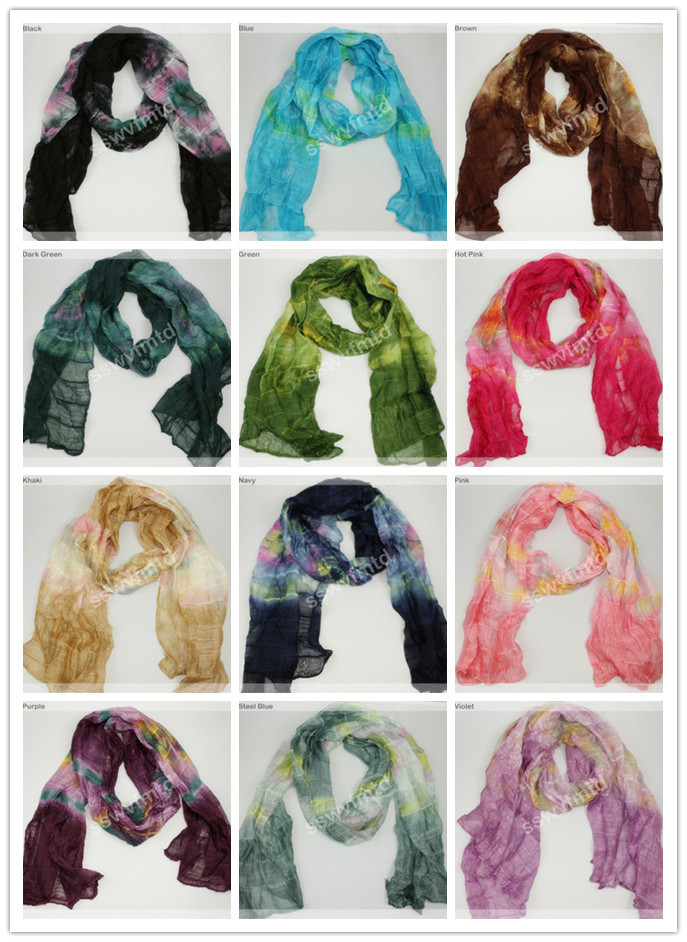Women's Fashion Gradient Wrap Lady Shawl Stole Silk Chiffon Scarf Soft Wrinkled
