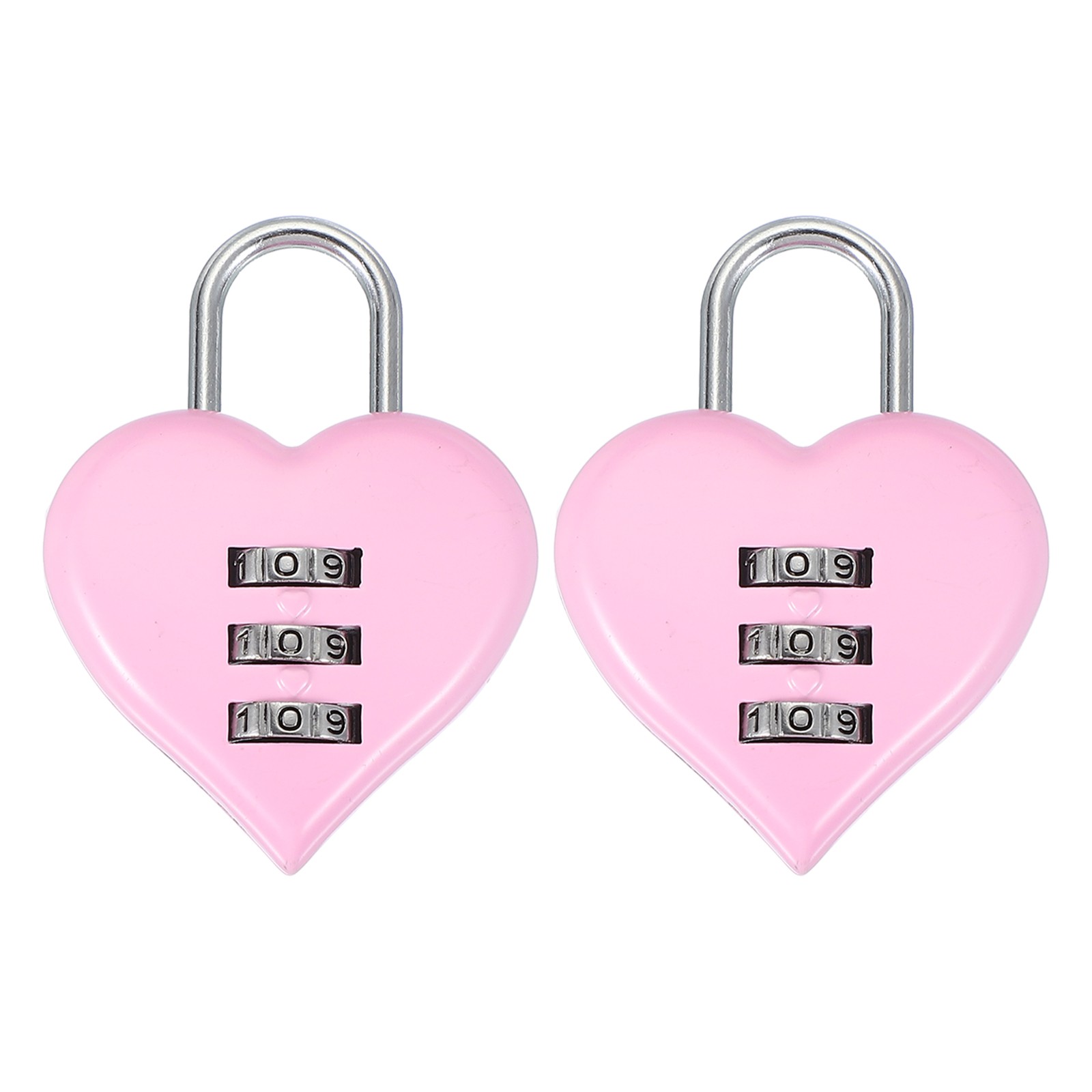 2 Pack Combination Locks Heart Shape Password Padlock Love Locker Lock Pink