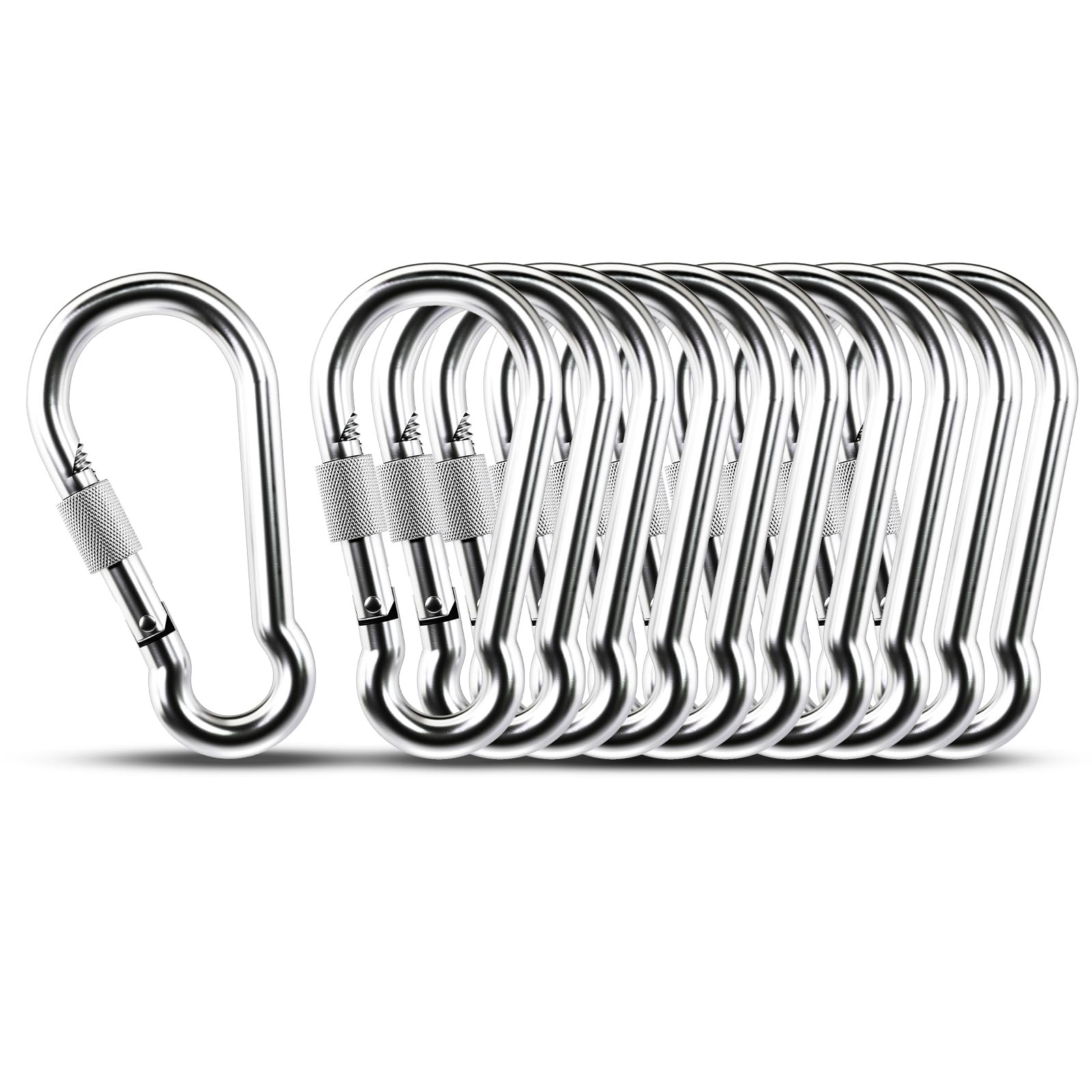 Mosquetón con cierre, clips mosquetón de alta resistencia, acero inoxidable 304.