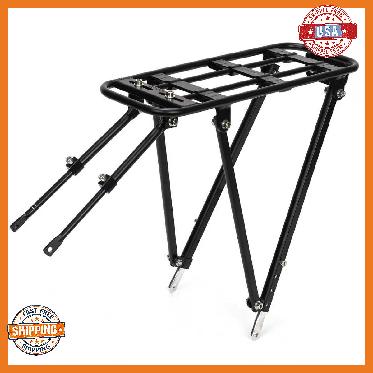 Bike Rear Rack Aluminum Fits Most 26-29" No Disc Brake & Some Disc Brake Bikes 6