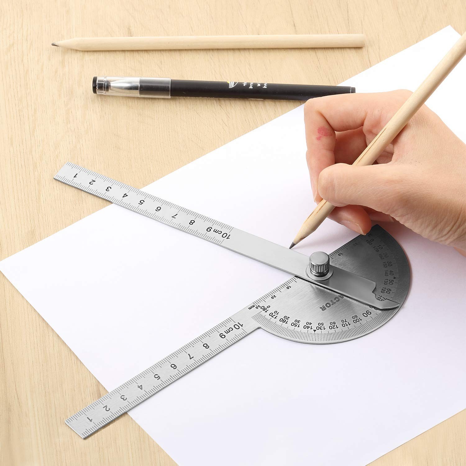 Precision Stainless Steel Angle Finder Protractor Ruler - 10 cm Compact Design