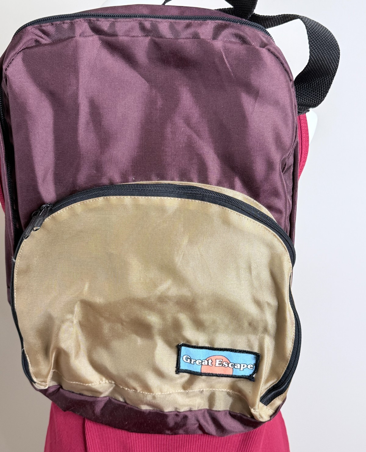 Vtg. 90s Great Escape Backpack Burgundy and Tan