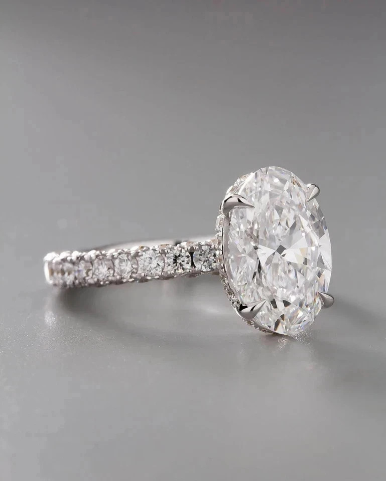 Prong Setting 3.60 Ct Moissanite Oval Cut Engagement Wedding Ring