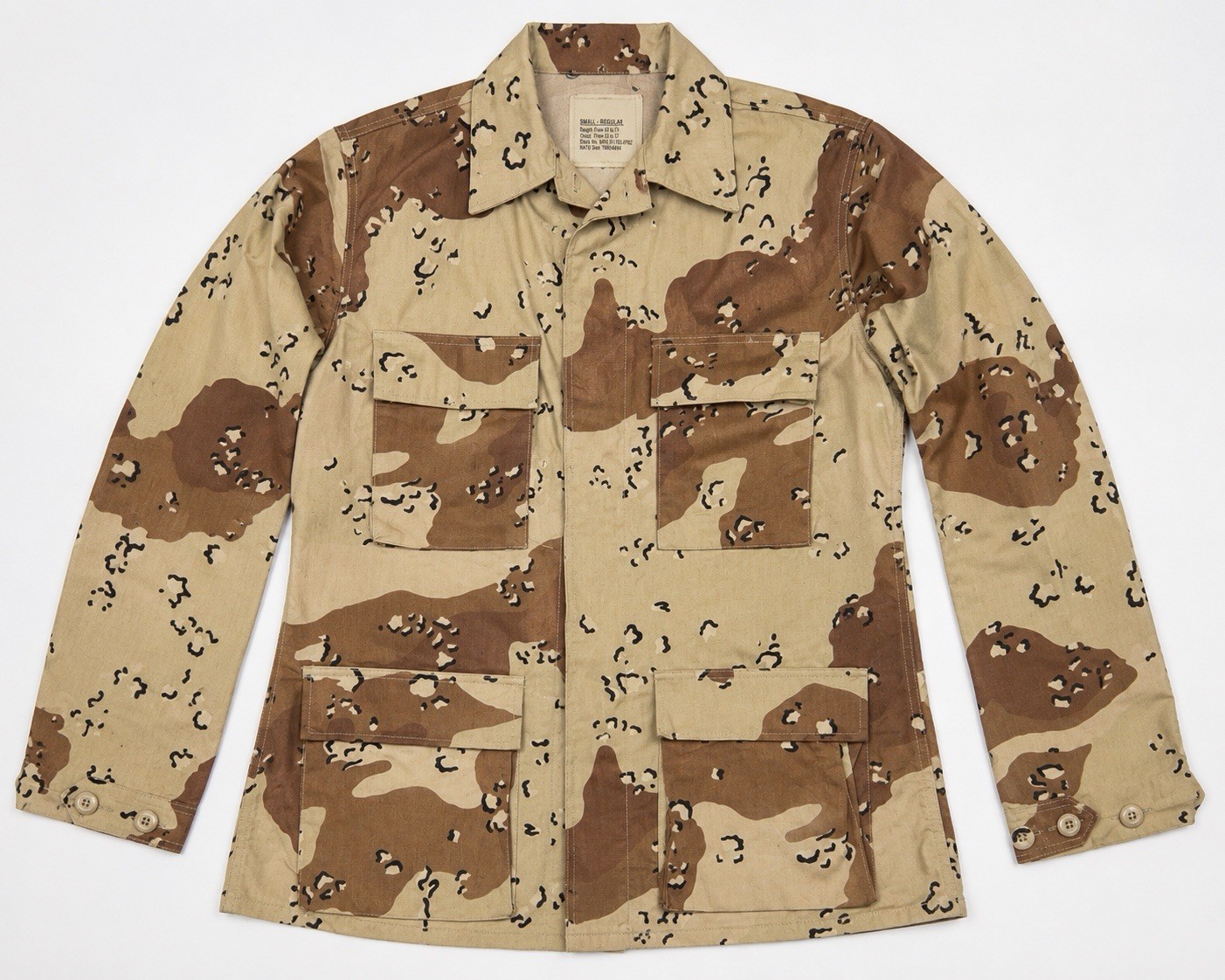 US Military Coat Jacket DBDU Desert Brown Camo Mens Small Regular Vintage Tan