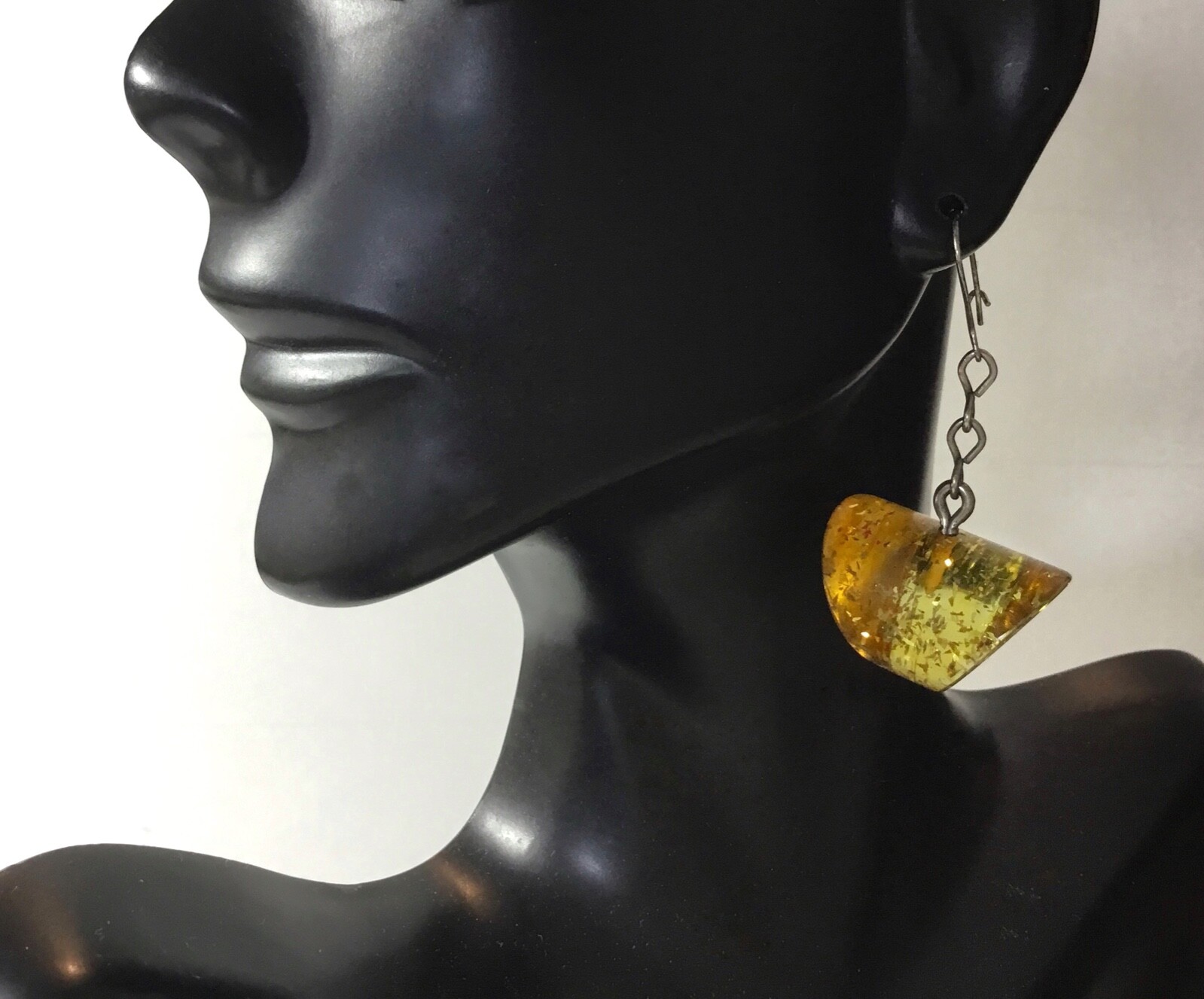 Confetti Lucite Vintage Yellow Drop Earrings