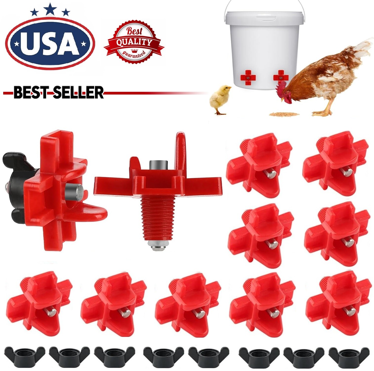 20Pcs Chicken Nipples Automatic Waterer Poultry Drinker Hen Duck Quail Drinking