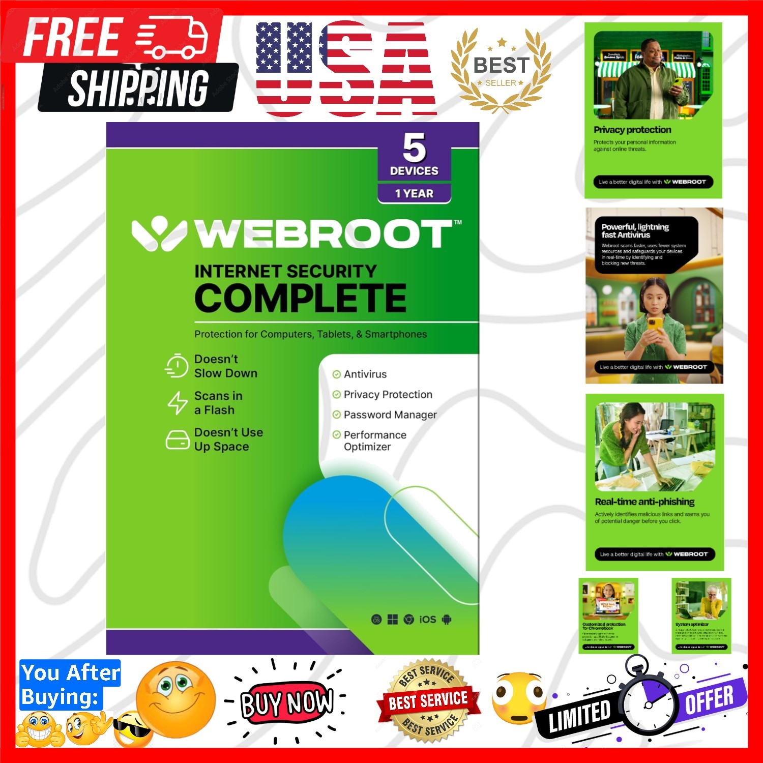 Internet Security Complete | Antivirus Software 2026 | 5 Device | 1  Keycard ...