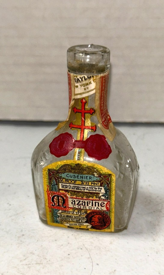 Vintage Cusenier 3/32 Pint Mazarine Cordial Buenos Aires Liquor EMPTY Bottle