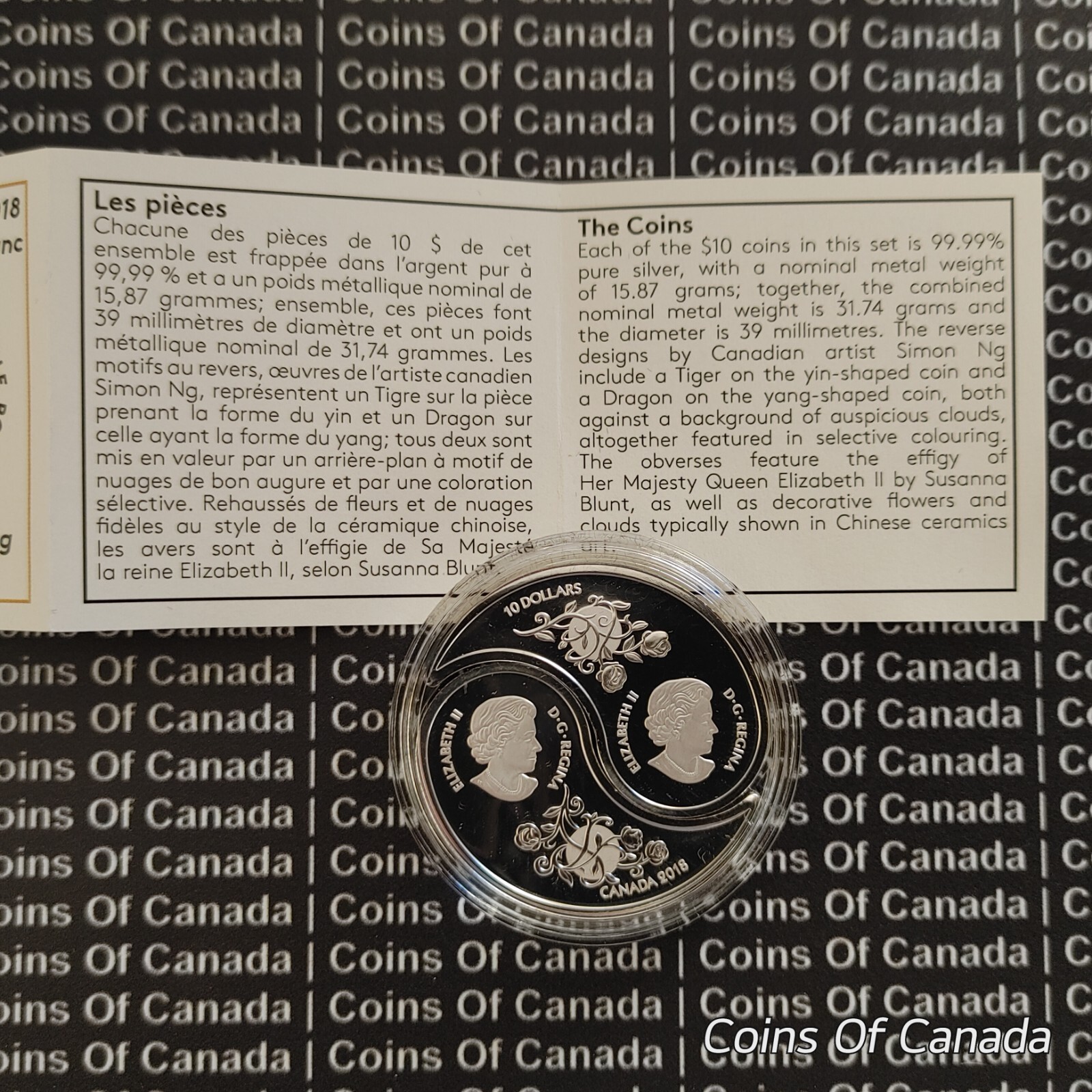 2018 Canada $10 Silver Coin Black White Yin + Yang Tiger + Dragon #coinsofcanada