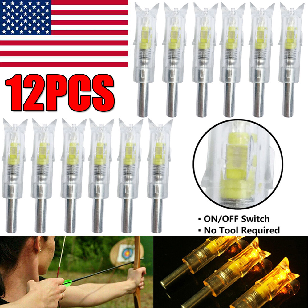 12Pcs LED Lighted Nocks 7.62mm Inside Diameter For Compound Bow Arrow Nocks