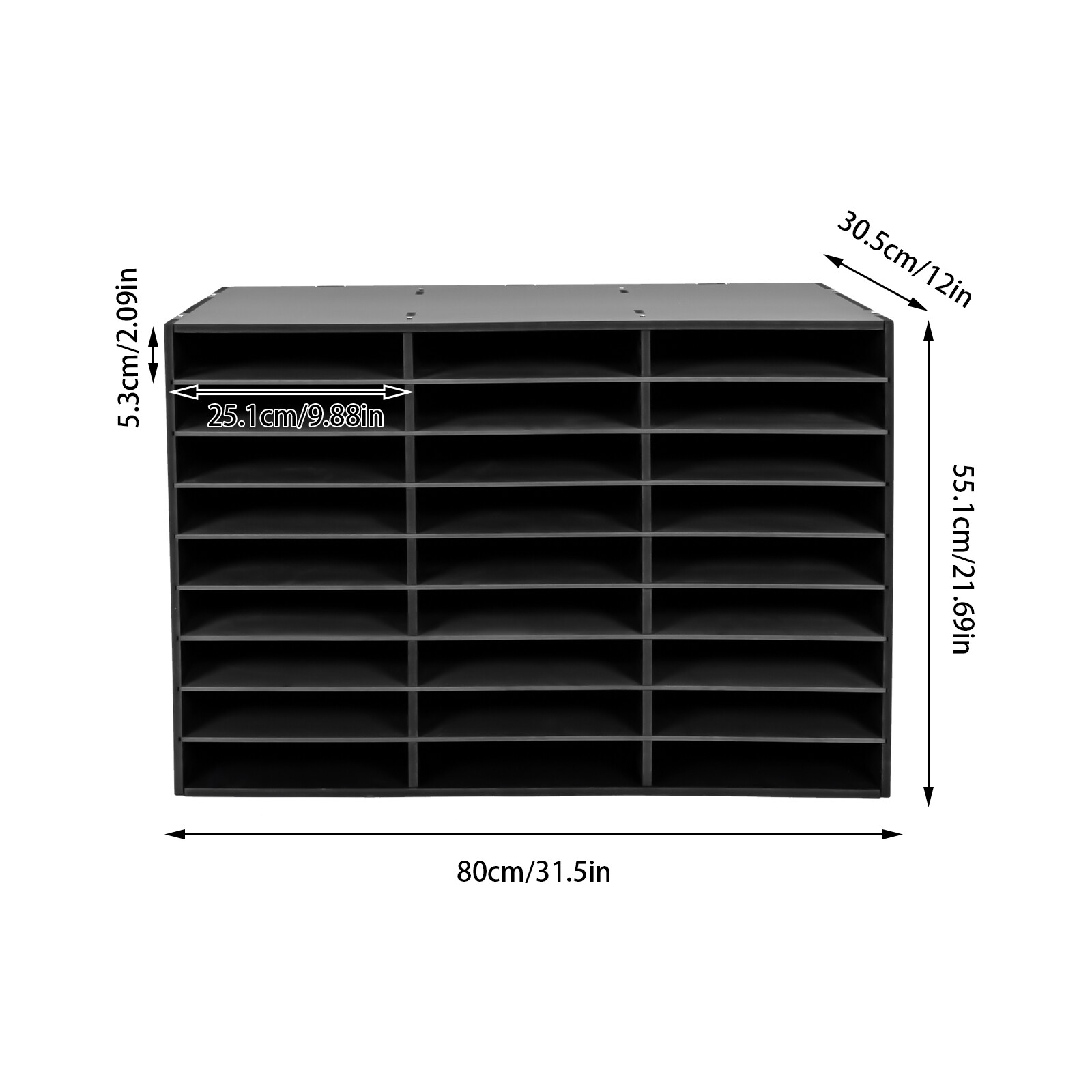 Modern 27 Slots File Storage Cabinet Literature Organizer Black 80*30.5*55.1cm