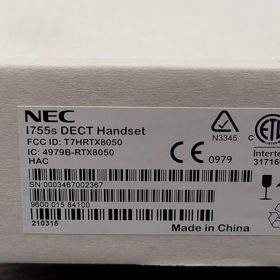 NEC I755s DECT Wireless IP Handset, with battery