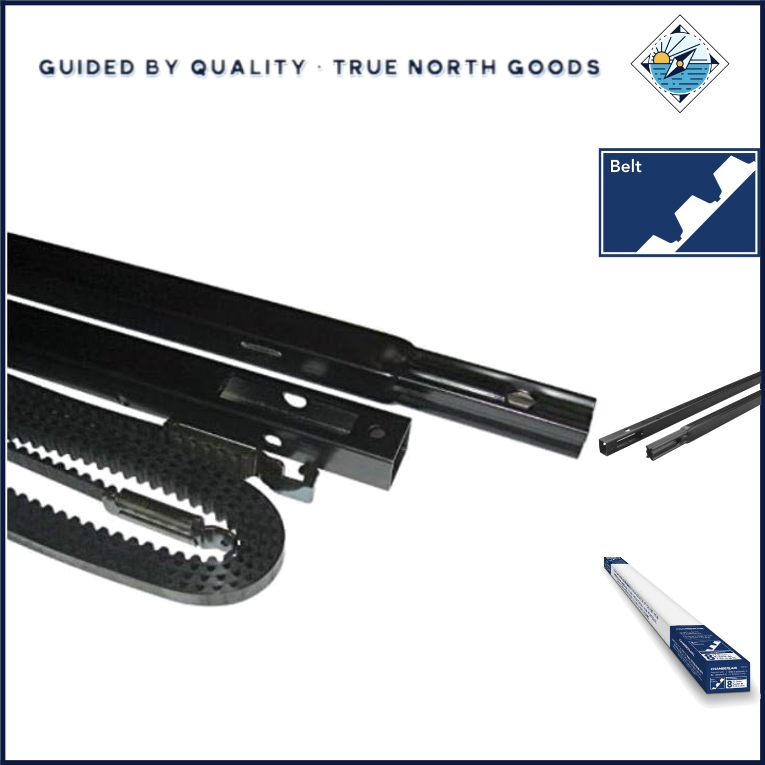 Complete 8-Foot Garage Door Rail Extension Kit with Belt and Installation Manual