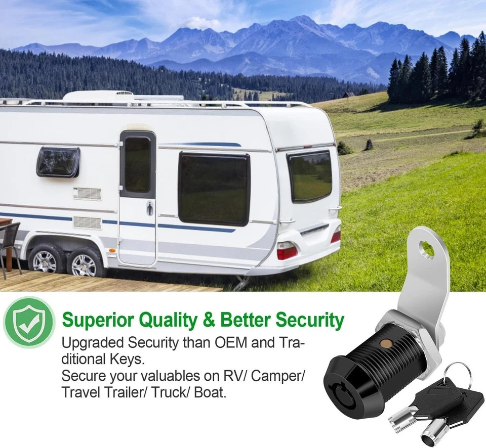 2 Pack Keyed Alike RV Storage Locks with Keys for Cabinets and Tool Boxes