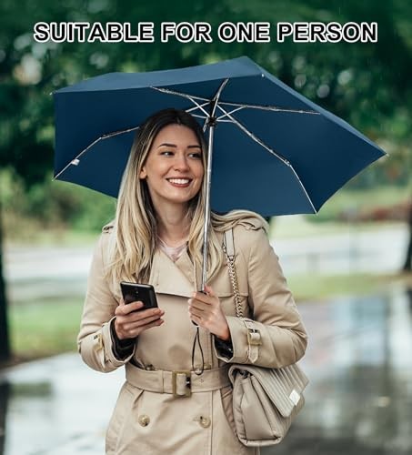 Compact Umbrella Automatic - Folding Travel Umbrella, Micro & Mini dark blue