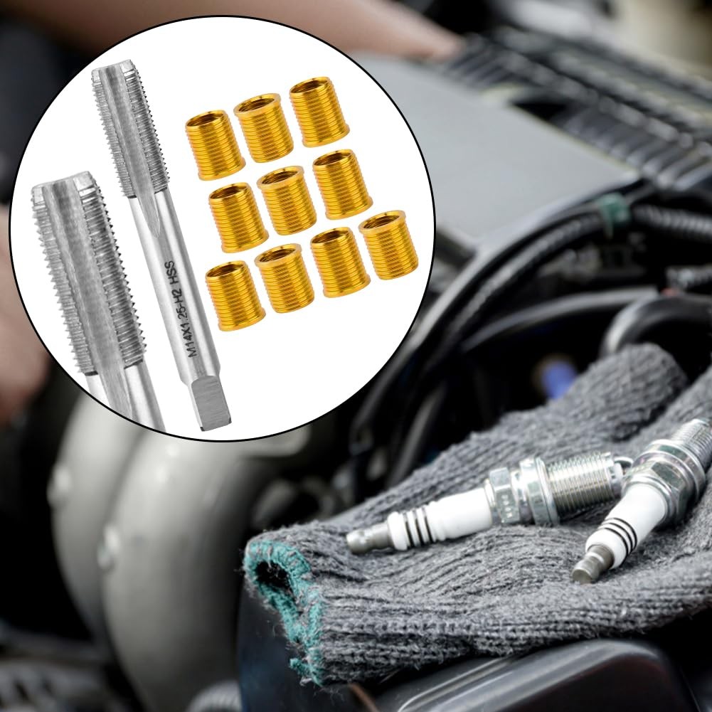 Spark Plug Thread Repair Kit, M12x1.25 | 10Piece Inserts & Tap Kit for Engine...
