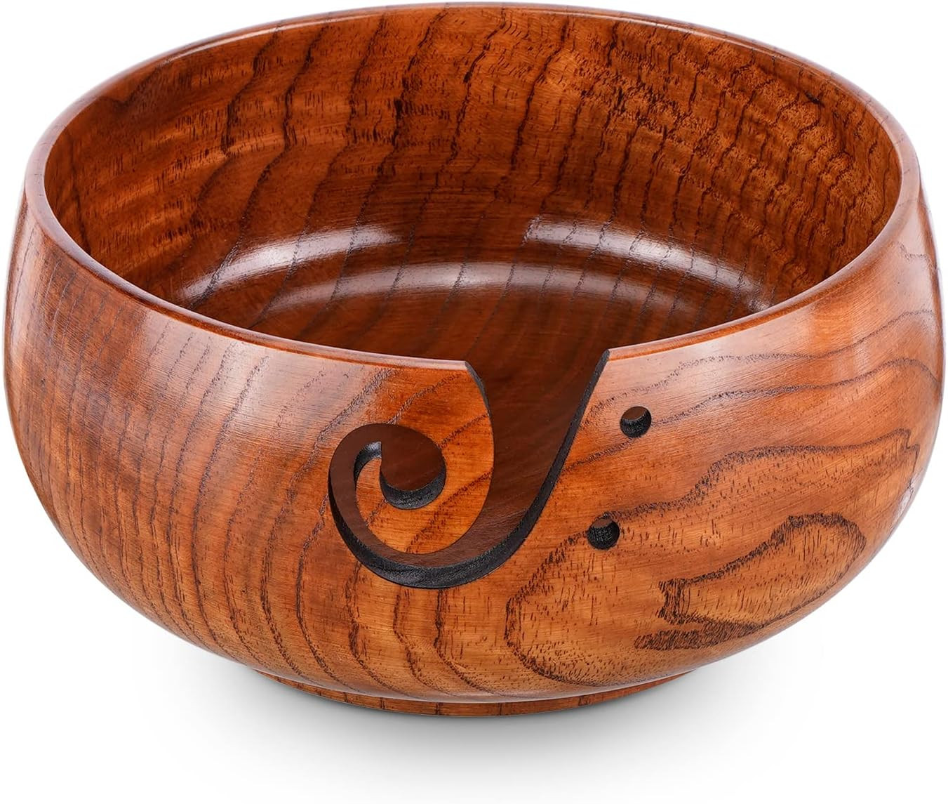 Wooden Yarn Bowl, Knitting Yarn Bowl with Holes Storage Handmade to Prevent Slip