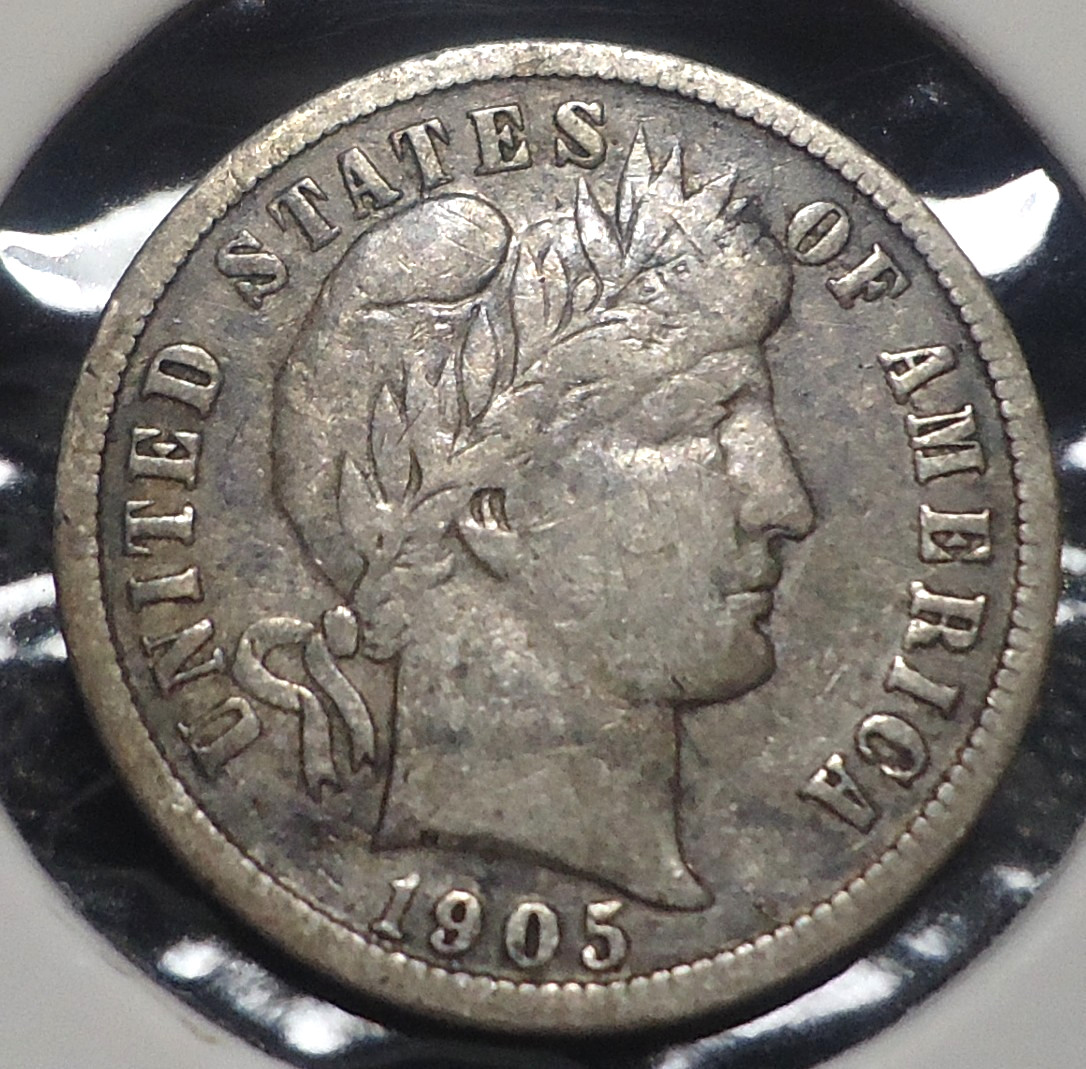 1905 Very Fine VF Philadelphia Barber silver 10C dime INV#B02 FREE SHIPPING!