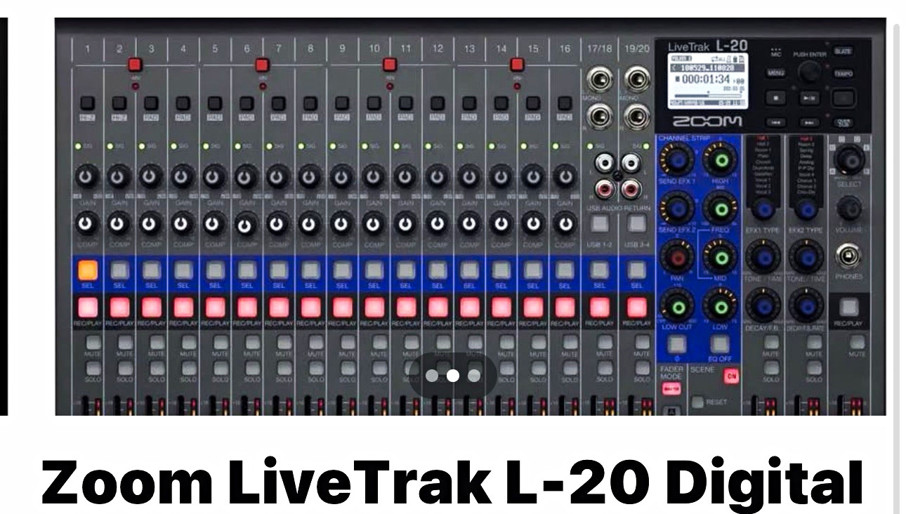 Zoom LiveTrak L-20 20-Channel Digital Mixer, Built-In Effects, 24-Bit/96kHz