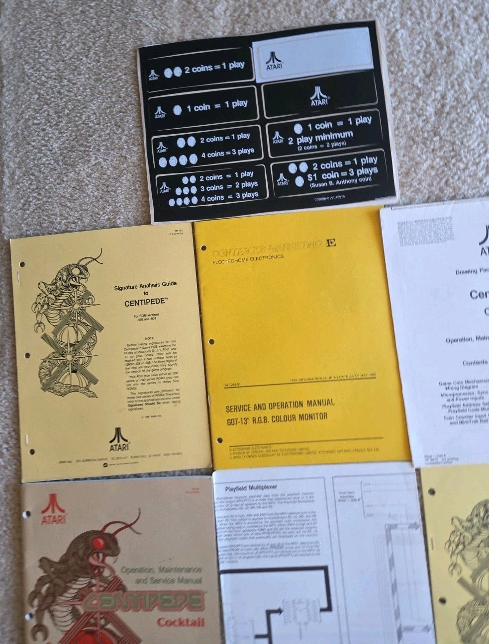 6 Atari Centipede Cocktail Operation Maintenance Service Manuals Schematics
