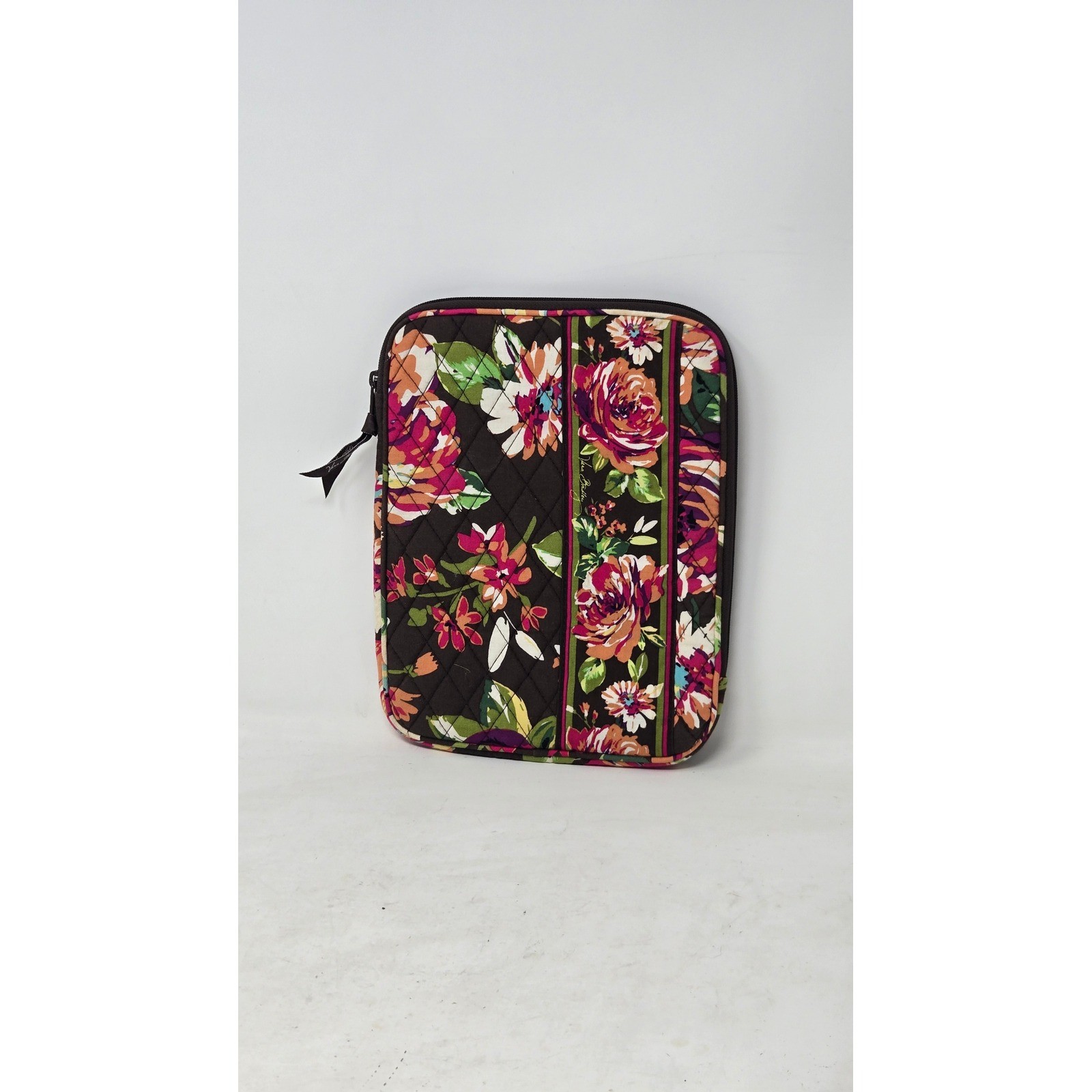 Vera Bradley Provencal Quilted Floral Tablet Sleeve Case Padded Zip Bag Brown
