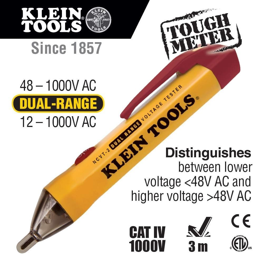 Klein Tools A-NCVT-2 Dual Range Non-Contact Voltage Tester Pen 12/48-1000V AC