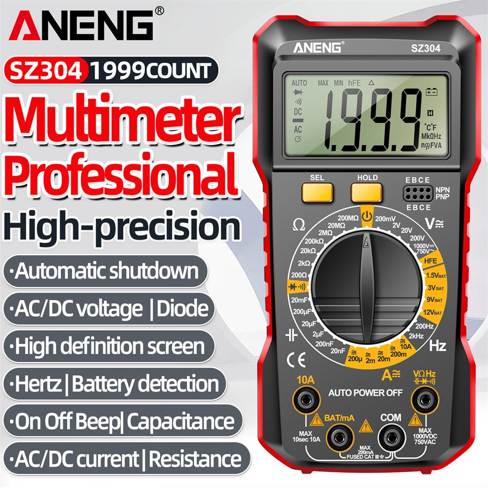 Digital Multimeter Voltmeter Ammeter Ohmmeter Volt AC DC Tester Leads Meter New