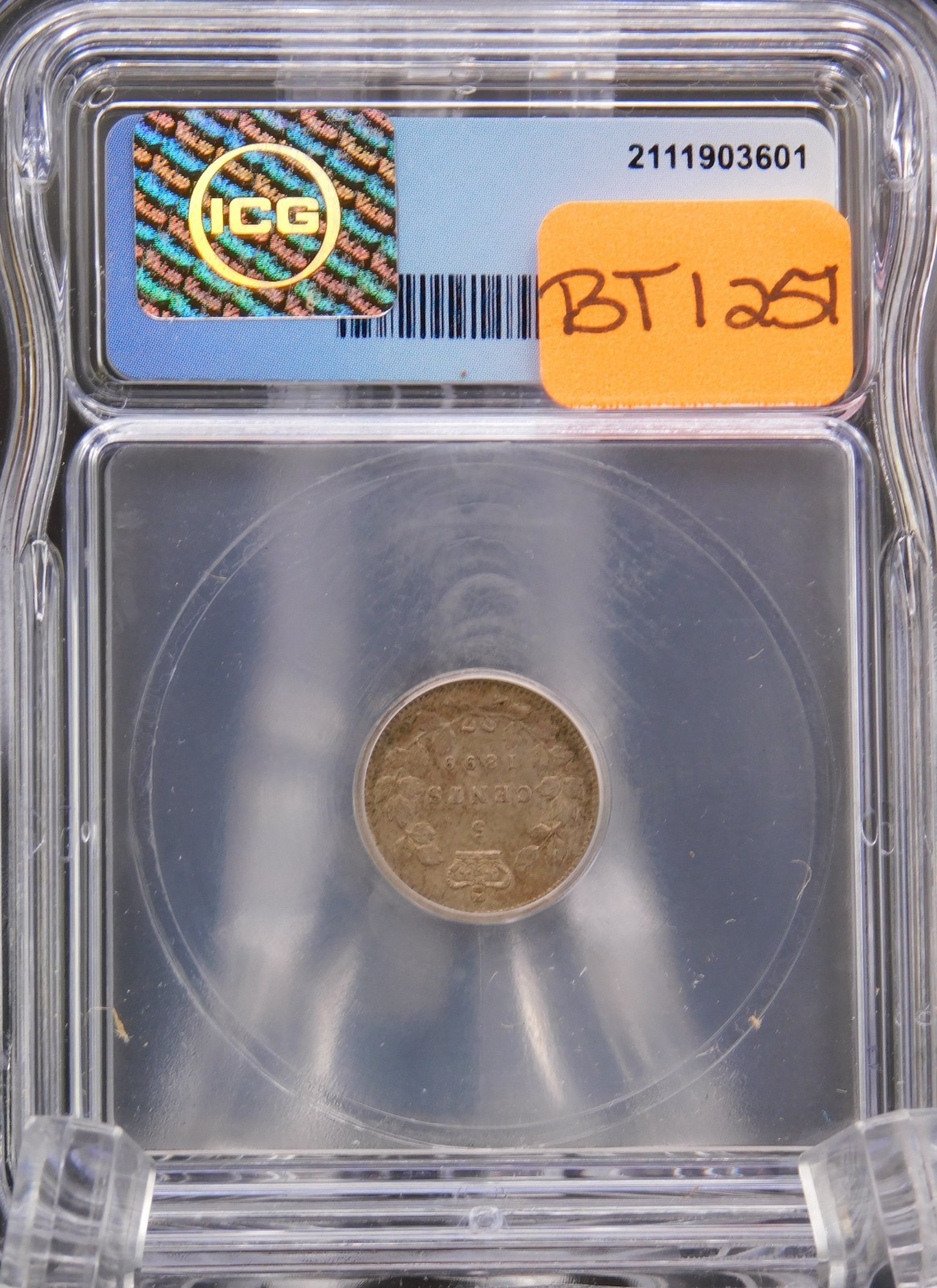 1899 CANADA FIVE CENT ICG AU58 (BT1251)