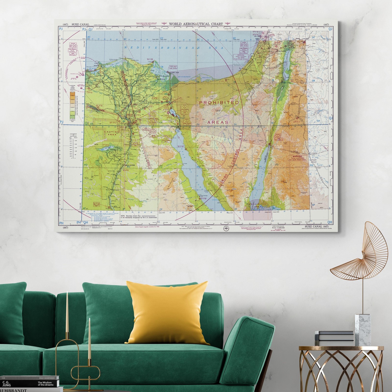 1952 Military Map of Suez Canal – Strategic Shipping, Fortifications & Zones