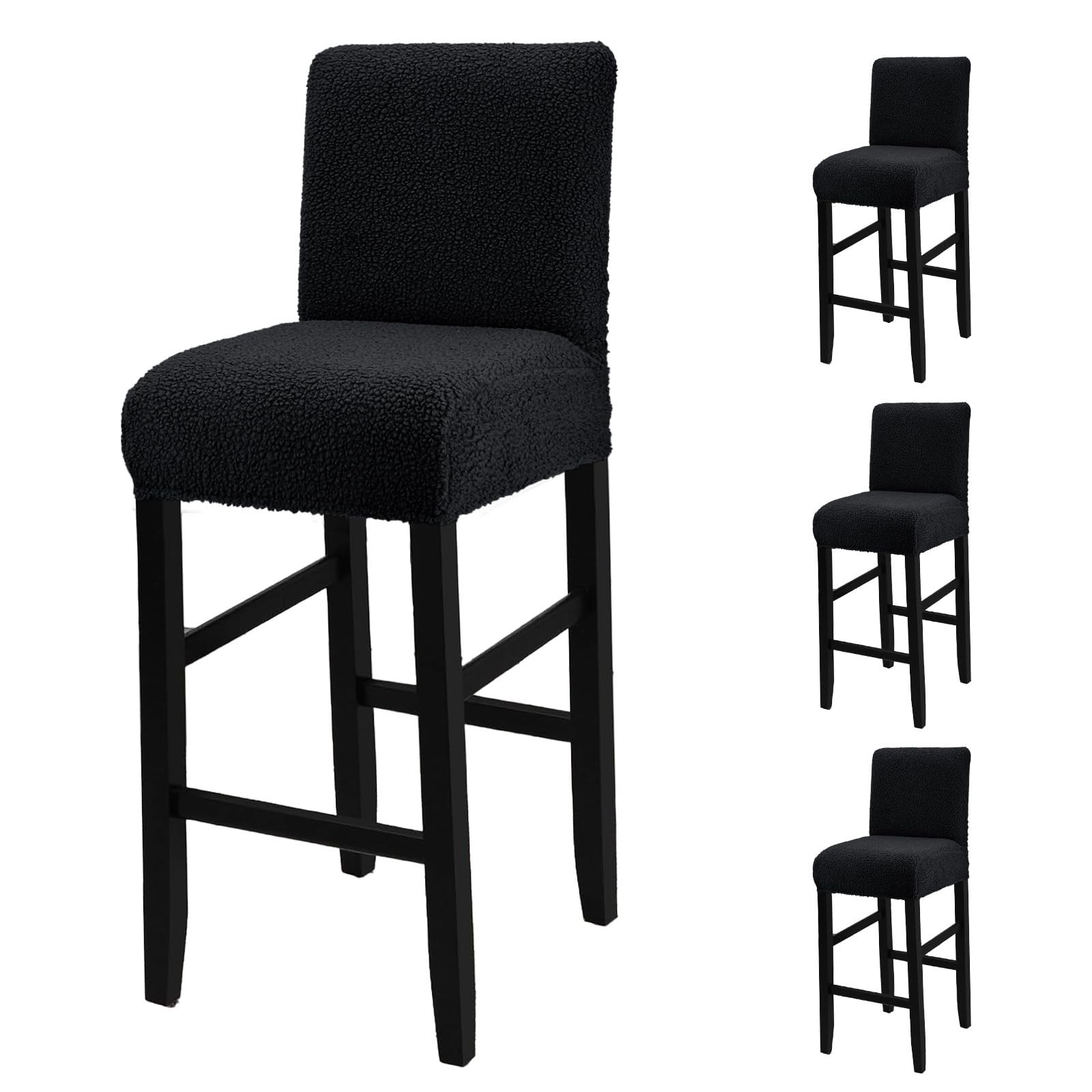 Teddy Wool Bar Stool Covers Soft & Elasticity Barstool Covers with Backs Tedd...