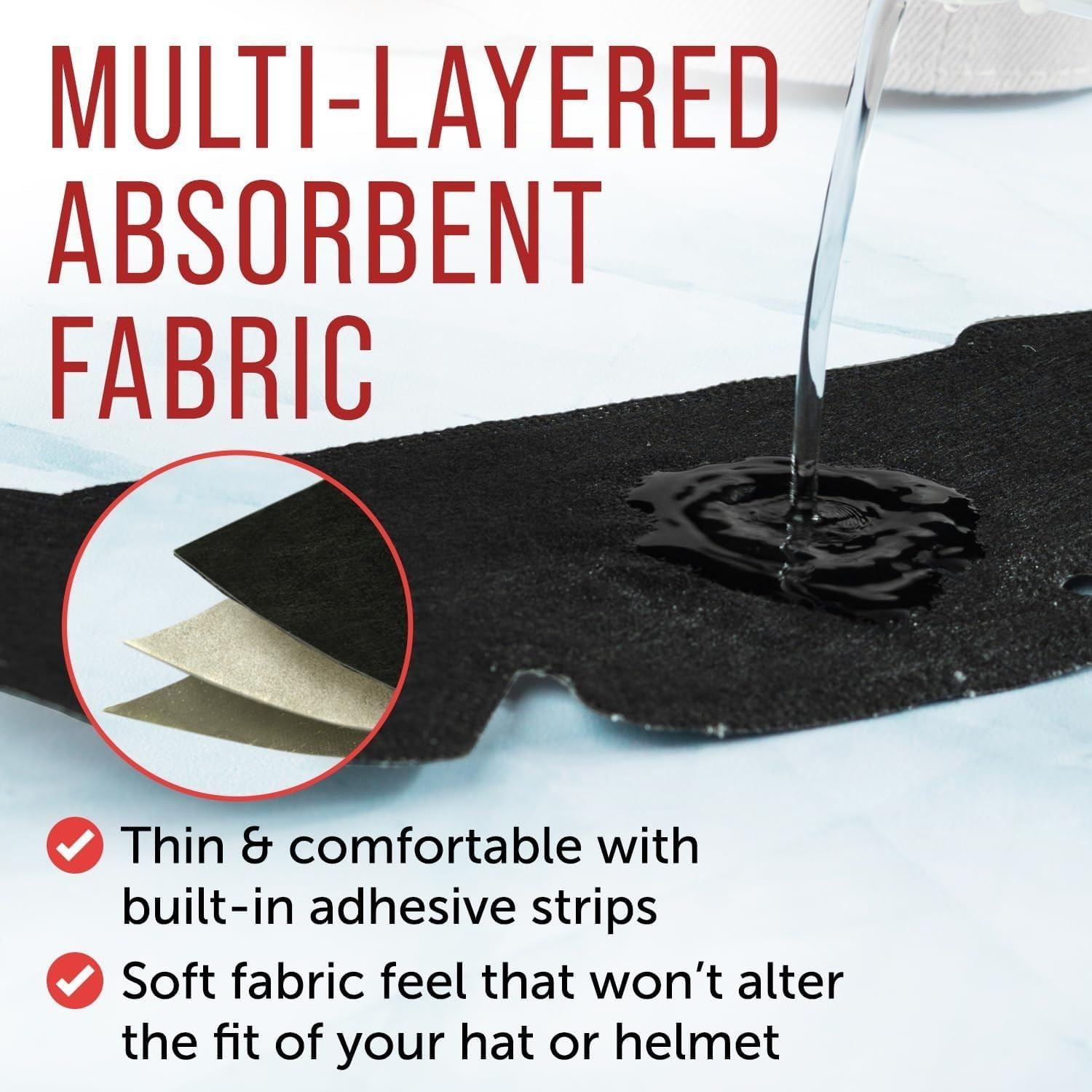 Ultra Absorbent 3-Layer Disposable Hat & Helmet Sweat Liner – Stops Stains, P...