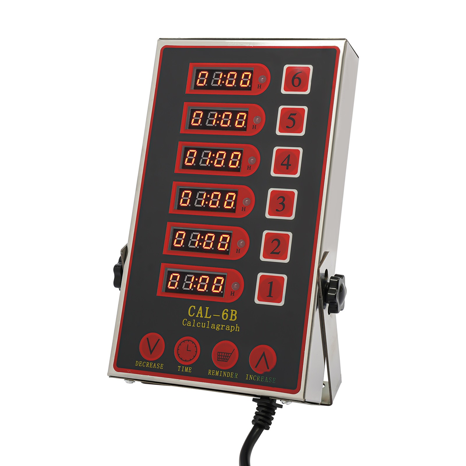 6 Channel Commercial Kitchen Timer Restaurant Kitchen Stainless Steel LED, Alarm